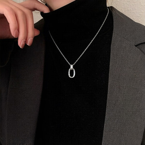 S925 Sterling Silver Geometric Double <b>Ring</b> <b>Necklace</b> For Women Minimalist Clavicle Chain 40.5Cm Length Elegant Fashion Jewelry - Product Image 5