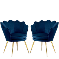 Petite chaise d'appoint fauteuils de vanité en velours pieds en métal doré style moderne du milieu du siècle chaise bleu foncé salon