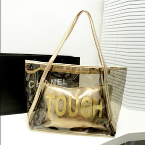 Bolso de Hombro Transparente de Cristal Personalizado con Logo para Verano, Bolso de Mano para Mujer, Bolso de Playa con Letras Impresas, Bolso Impermeable Tanjing - Product Image 1