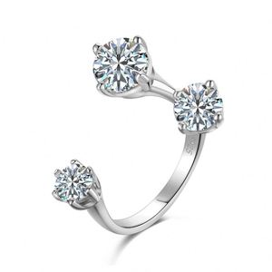 Dylam High Top Jewelry 925 <b>Sterling</b> <b>Silver</b> Three D Color VVS1 Moissanite Stones Open <b>Adjustable</b> Daily Wear Jewelry <b>Rings</b> - Product Image 1