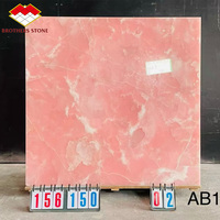 Dalle de marbre rose onyx naturel poli, translucide, rétroéclairée, pour panneau mural intérieur