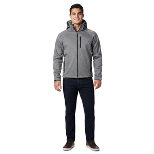 Veste Softshell Homme à Col Montant en Toile Réfléchissante et Imperméable avec Capuche et Patchwork – Vente en Gros à Prix Bas - Product Image 1