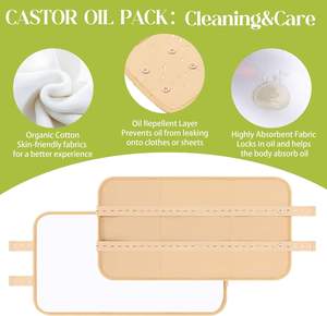 Paquetes de compresas de aceite de ricino reutilizables de Venta caliente para desintoxicación del hígado insomnio <span class=keywords><strong>estreñimiento</strong></span> <span class=keywords><strong>e</strong></span> <span class=keywords><strong>inflamación</strong></span>, envoltura de aceite de ricino orgánico - Product Image 3