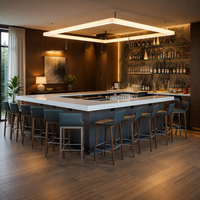 Comptoir de bar complet en pierre artificielle de haute qualité avec design carré personnalisé et chaise pour salon