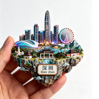 Souvenir culturel emblématique de Shenzhen, Chine, aimant de réfrigérateur en métal gravé, ornement de maison, cadeau souvenir pour amis