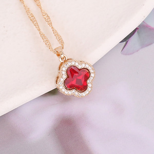 Venta al por mayor de collar de trébol de cuatro hojas personalizado de cristal de oro con todo tipo de colores para ocasiones de regalo de <span class=keywords><strong>China</strong></span> - Product Image 2