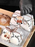 Feuilles de papier sulfurisé personnalisées imprimées quadricolore en offset, emballage alimentaire en pâte recyclée pour pain, gâteaux, pâtisseries et snacks