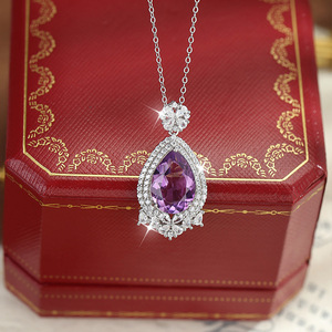 Collier pendentif en pierre naturelle de haute qualité, 9 pierres de 10*14mm en forme de poire, argent sterling 925, bijoux élégants pour femmes, à porter en soirée - Product Image 5
