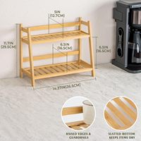 Support de tasses à café en bambou à 2 niveaux écologique, organisateur de service à thé Matcha, étagère de rangement pour tasses de cuisine, présentoir de comptoir