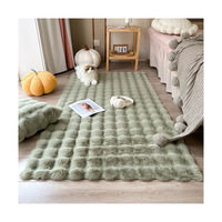 Tapis Minimaliste Luxe Léger Extra-Épais Carré en Velours Bulle Polyester Couleur Unie Imitation Fourrure de Lapin Antidérapant pour Chambre et Salon