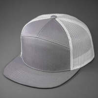 Casquette de camionneur en coton sergé à 7 panneaux, à visière plate, personnalisable, de haute qualité, en gros