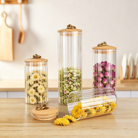 Pot en verre borosilicate de haute qualité pour la cuisine, 200 ml, 250 ml/300 ml/450 ml/500 ml, récipient de stockage alimentaire avec couvercle en bambou pour épices et produits secs