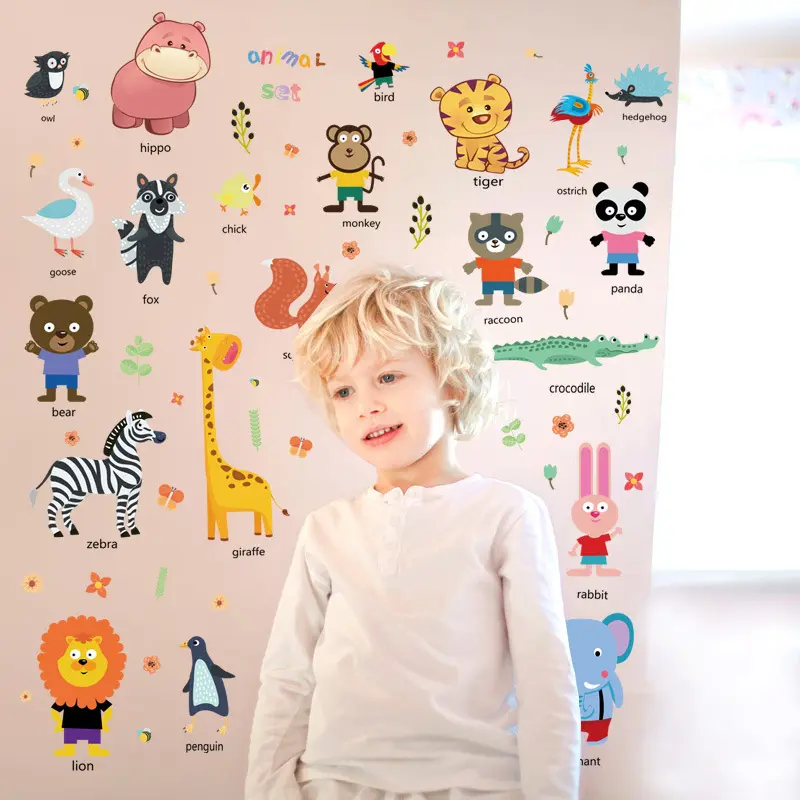 Adesivo da parete animale del fumetto set di adesivi da parete regalo per bambini armadio frigorifero adesivo da parete per dormitorio per bambini universale