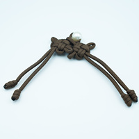 Bouton grenouille vintage marron tressé avec nœud chinois et cordon décoratif perlé pour vêtements de mode ethnique