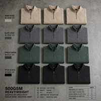 Service OEM – Sweat-shirt Homme 500 GSM à Col Zippé, Style Minimaliste Old Money, Coupe Boxy, Manches Raglan – Fournisseur