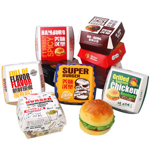 Custom Printed Disposable Fast Food Packaging Box Eco Friendly Compostable Takeaway Kraft Paper Hamburger Box