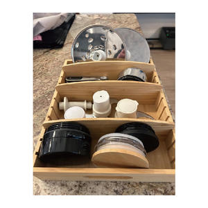 Organisateur d'armoires de cuisine pour couvercles de conteneurs de stockage des aliments, avec séparateurs réglables, <span class=keywords><strong>tiroir</strong></span> en bambou - Product Image 5