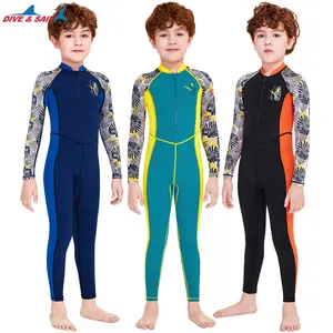 High Quality One Piece Anti UV Sunscreen Rash Guard Front Zip Beachwear Long Sleeve Kids Children Swimwear