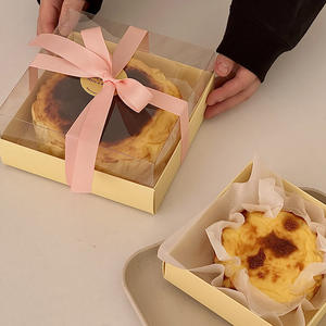 4inch &amp; 6inch <strong>Basque</strong> Cheesecake Box Thickened Transparent Chiffon Pastry Packaging Box Korean-Style Food Container - Product Image 2