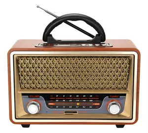 Meier M-157BT Fm Am Sw 3 Band Goedkope Vintage Retro Houten Bureau Radio Recorder Speler Gouden Usb Oplaadbare Draagbare Radio
