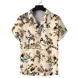 Men's Hawaiian <b>Shirt</b> Short Sleeve V-Neck Printed Breathable 140g Covered Button Button Collar Summer Vacation <b>Gold</b> Pattern - Product Image 2