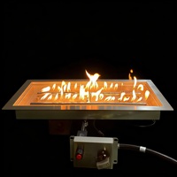 Kit de foyer au gaz rectangulaire en acier inoxydable de 59 cm à encastrer pour foyer extérieur.