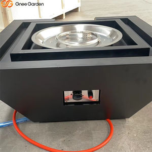 Brasero à gaz en acier corten avec cascade et pioche - Écologique - Taille personnalisée - Noir - Bol à feu pour piscine - Product Image 1