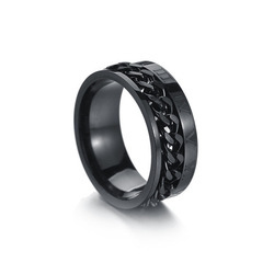 Titanyum paslanmaz çelik zincir Spinner yüzük erkekler için mavi altın siyah Punk Rock yüzük aksesuarları takı hediye için - Product Image 6