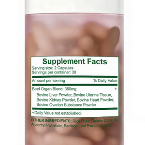Cápsulas de Mezcla de Órganos de Res OEM Feminine Balance, Suplemento Dietético para Mujeres Adultas, Salud Hormonal, Energía, Resistencia, Claridad Diaria - Product Image 2