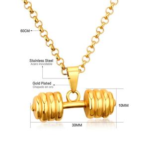Joyería de Moda para Mujer, Gimnasio, Fitness, Venta al por Mayor, Collares con Colgante de Acero Inoxidable para Hombre, Color Dorado - Product Image 2