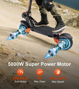 Trottinette électrique pour adultes, moteur double 5000W, vitesse maximale de 45 mph, autonomie de 50 miles, batterie 60V/25.6AH, design pliable avec siège - Product Image 2