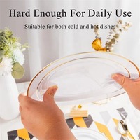 Assiettes jetables pour salade et dessert de 7,5 pouces, bord doré blanc, vaisselle en plastique jetable de qualité supérieure, assiettes de présentation, ensembles de vaisselle