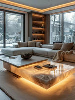 Table basse populaire en onyx translucide, mobilier de salon, table centrale design en marbre onyx rose et bleu, luxe