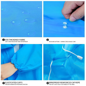Adult Reusable Waterproof Eva <strong>Raincoat</strong> With Poncho Design Button Hooded Plastic <strong>Raincoats</strong> - Product Image 2