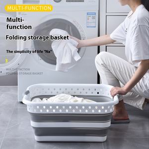 Panier à linge en plastique pliable et mural de grande taille Panier de nettoyage ménager pour le rangement des vêtements sales Panier de salle de bain - Product Image 6