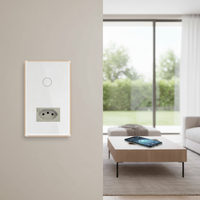 Prise intelligente Wi-Fi BR 1 ou 2 voies avec interrupteur, 20A, verre trempé, cadre métallique doré, contrôle à distance par application, compatible Google Alexa