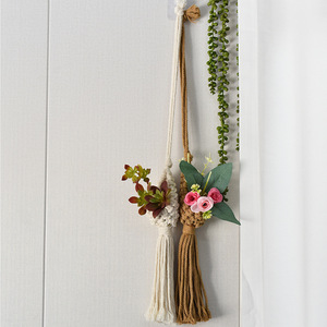 Décoration murale tissée à la main en <span class=keywords><strong>macramé</strong></span> bohème pour plantes aériennes et fleurs séchées, pour chambre et gîte - Product Image 1