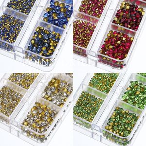 Strass pour ongles tendance et populaires sur internet, lot de 6 compartiments, blanc rose, à base pointue, en verre, pour décorations de manucure DIY - Product Image 4