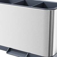 WIREKING Porte-ustensiles et organiseur de couteaux moderne en acier inoxydable pour comptoir de cuisine, égouttoir à couverts avec drain