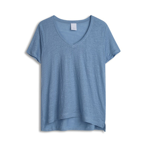 Camisetas personalizadas de manga corta para mujer, camiseta a rayas con cuello en v, servicio de impresión personalizado - Product Image 4