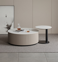 ATUNUS Design Table Basse de Salon Nordique Élégante en Bois, Table de Repas et Table à Thé de Luxe, Ronde sur Pied