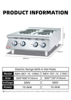 Cuisinière électrique compacte de comptoir pour hôtel et restaurant, 4 plaques chauffantes