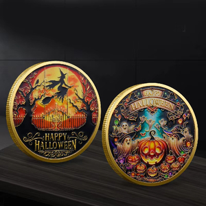 Personalizado Feliz Helloween Bruja Mágica Calabaza Linterna Regalo Colección <span class=keywords><strong>de</strong></span> Metal Estampado Impresión Plata Oro Recuerdo Moneda Rara - Product Image 5