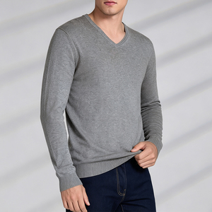 Fabricant de tricots sur mesure, pull en tricot d'automne à manches longues, pull d'hiver à col en V, pull décontracté pour homme - Product Image 1