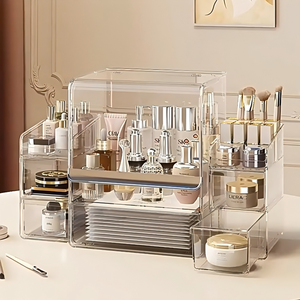 กล่องเก็บเครื่องสำอางแบบใส PET สามชั้น ป้องกันฝุ่น เป็นมิตรกับสิ่งแวดล้อม ผิวเงา ทันสมัย ประหยัดพื้นที่ - Product Image 2