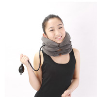 Dispositif de traction cervicale gonflable réglable en flanelle pour la correction de la posture et l'étirement, pratique pour