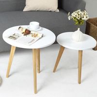Petite table basse ronde en bois massif Mobilier de salon moderne