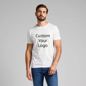 Camiseta de algodón grueso con cuello redondo para hombre, de secado rápido, suave y cómoda, con serigrafía de logotipo personalizado, camiseta de diseñador. - Product Image 1