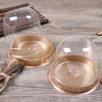 Boîte à cupcakes simple en or de 4 pouces Boîtes à gâteaux en plastique mousse ronde transparente avec couvercle pour mariage, fête et anniversaire