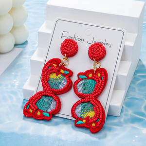 Boucles d'oreilles tissées Style Resort élégant lunettes de soleil perles de riz colorées boucles d'oreilles exagérées pour femmes Uionen 1821 - Product Image 5